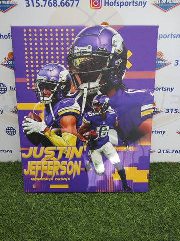 JUSTIN JEFFERSON MINNESOTA VIKINGS 16X20 CUSTOM CANVAS PRINT - READY TO HANG