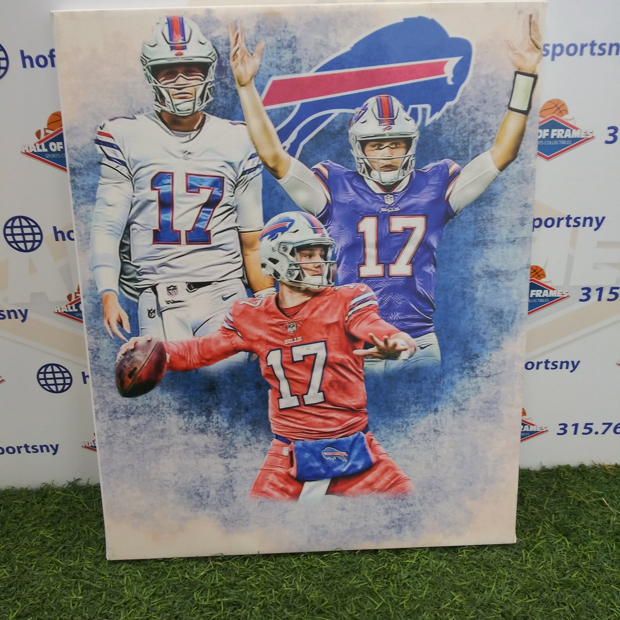 JOSH ALLEN LOGO COLLAGE BUFFALO BILLS 16X20 CUSTOM CANVAS PRINT - READY TO HANG