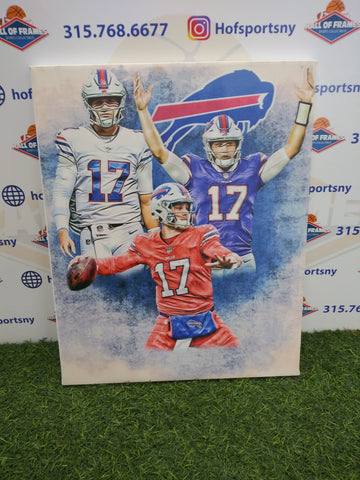 JOSH ALLEN LOGO COLLAGE BUFFALO BILLS 16X20 CUSTOM CANVAS PRINT - READY TO HANG