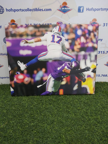 JOSH ALLEN LEAP OVER VIKINGS BUFFALO BILLS 16X20 CUSTOM CANVAS PRINT - READY TO HANG