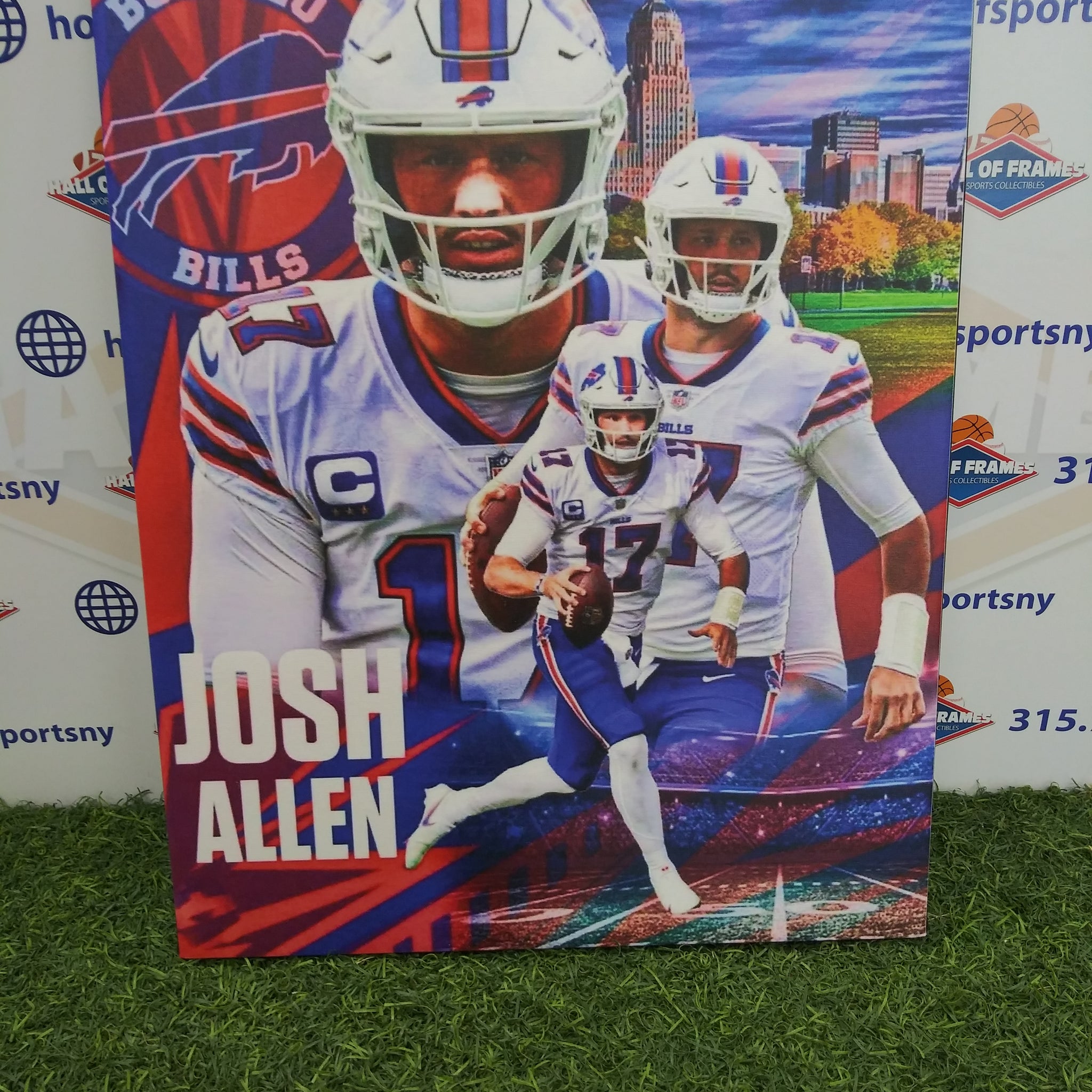 JOSH ALLEN CITY COLLAGE BUFFALO BILLS 16X20 CUSTOM CANVAS PRINT - READY TO HANG