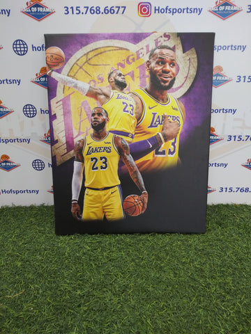 LEBRON JAMES COLLAGE LOS ANGELES LAKERS 16X20 CUSTOM CANVAS PRINT - READY TO HANG