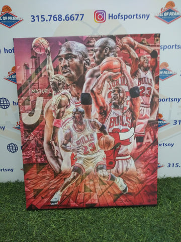 MICHAEL JORDAN RED COLLAGE CHICAGO BULLS 16X20 CUSTOM CANVAS PRINT - READY TO HANG