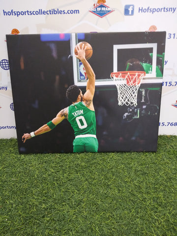 JAYSON TATUM DUNK BOSTON CELTICS 16X20 CUSTOM CANVAS PRINT - READY TO HANG