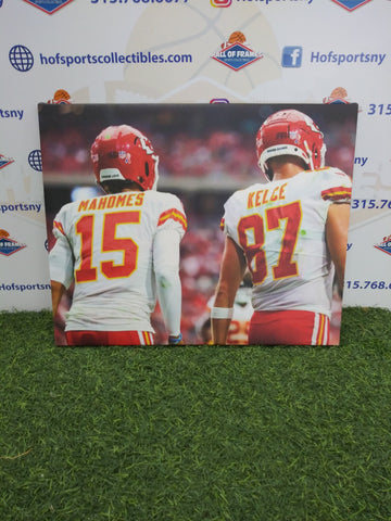 PATRICK MAHOMES TRAVIS KELCE KANSAS CITY CHIEFS 16X20 CUSTOM CANVAS PRINT - READY TO HANG