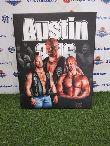 STONE COLD STEVE AUSTIN COLLAGE 16X20 CUSTOM CANVAS PRINT - READY TO HANG