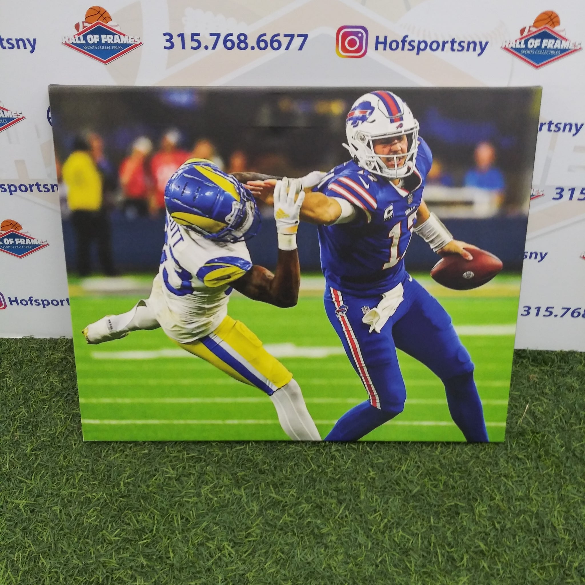 JOSH ALLEN STIFF ARM BUFFALO BILLS 16X20 CUSTOM CANVAS PRINT - READY TO HANG