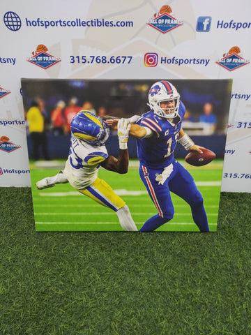 JOSH ALLEN STIFF ARM BUFFALO BILLS 16X20 CUSTOM CANVAS PRINT - READY TO HANG