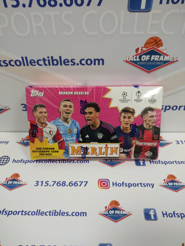 2023/24 TOPPS UEFA MERLIN HOBBY SOCCER BOX! ONE CHROME AUTO PER BOX!