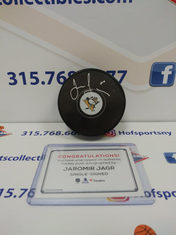 JAROMIR JAGR PITTSBURGH PENGUINS SIGNED PUCK! FANATICS COA!