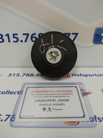 JAROMIR JAGR PITTSBURGH PENGUINS SIGNED PUCK! FANATICS COA!