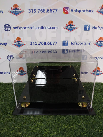 COLLECT SAVE PROTECT FULL SIZE MIRRORED BACK/ BLACK ACRYLIC BOTTOM FOOTBALL DISPLAY CASE!