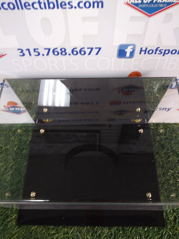 COLLECT SAVE PROTECT FULL SIZE MIRRORED BACK/ BLACK ACRYLIC BOTTOM FOOTBALL DISPLAY CASE!