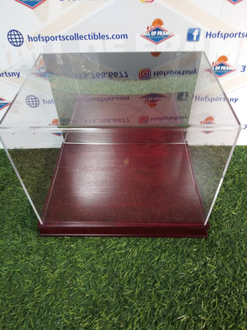 COLLECT SAVE PROTECT FULL SIZE MIRRORED BACK/ WOOD BOTTOM FOOTBALL DISPLAY CASE!