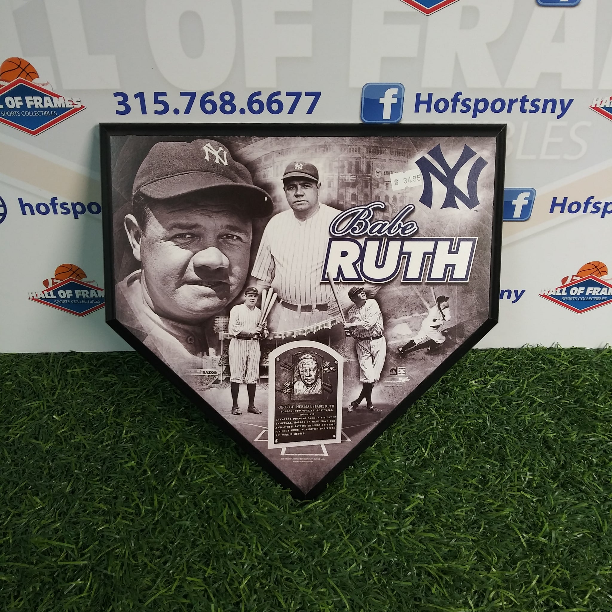 BABE RUTH NEW YORK YANKEES HOME PLATE SHAPED WALL ART!