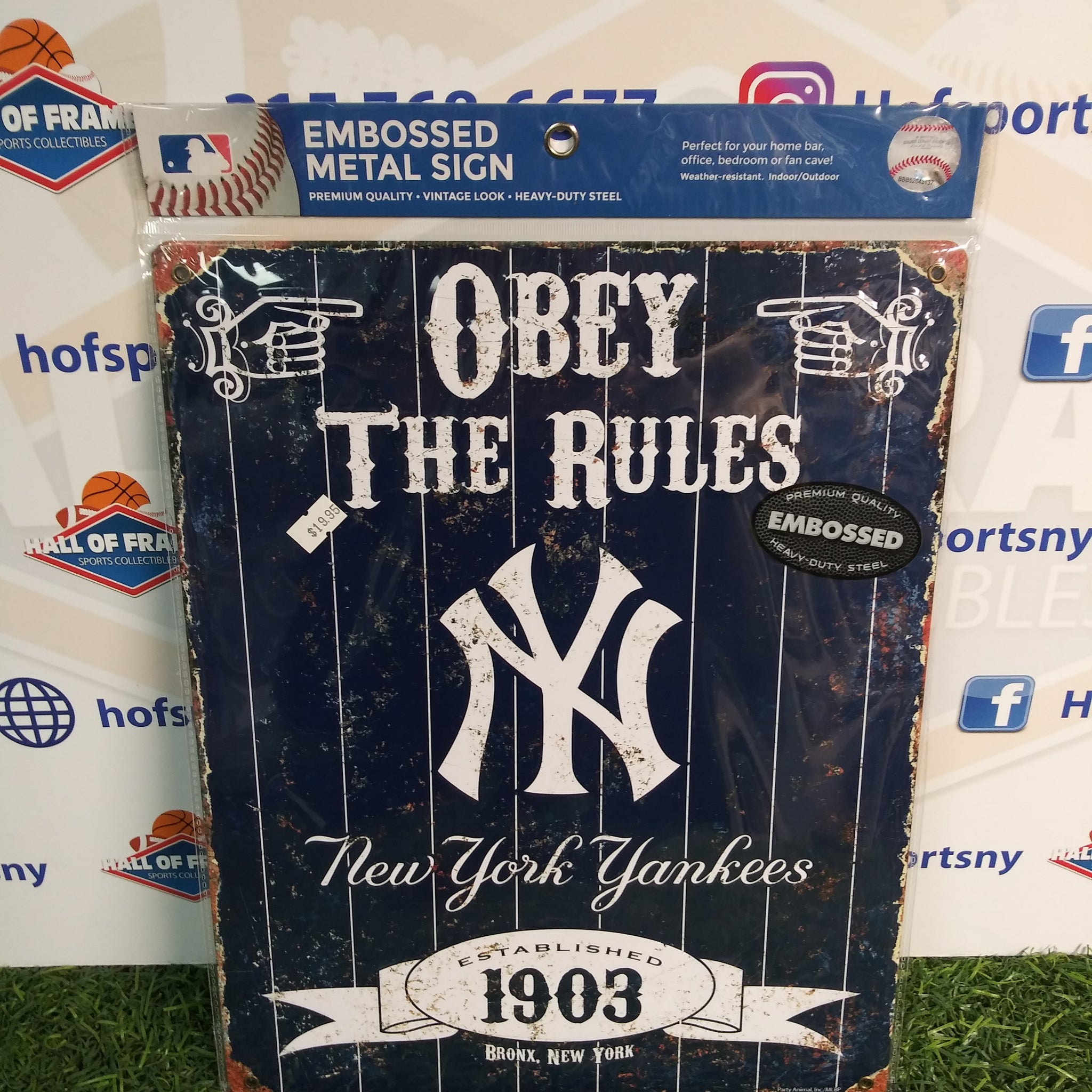 NEW YORK YANKEES "OBEY THE RULES" METAL SIGN!