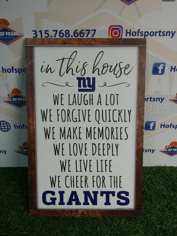 NEW YORK GIANTS "IN THIS HOUSE" WOOD LOGO SIGN!