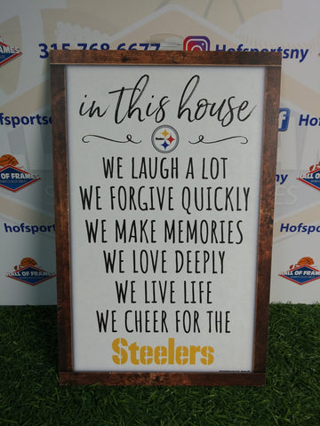 PITTSBURGH STEELERS "IN THIS HOUSE" WOOD LOGO SIGN!