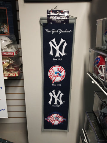 NEW YORK YANKEES HISTORY OF LOGO'S WOOL BANNER!