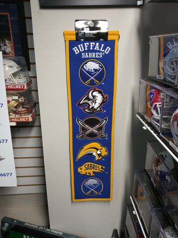 BUFFALO SABRES HISTORY OF LOGO'S WOOL BANNER!