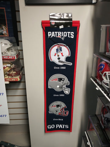 NEW ENGLAND PATRIOTS HISTORY OF LOGO'S WOOL BANNER!