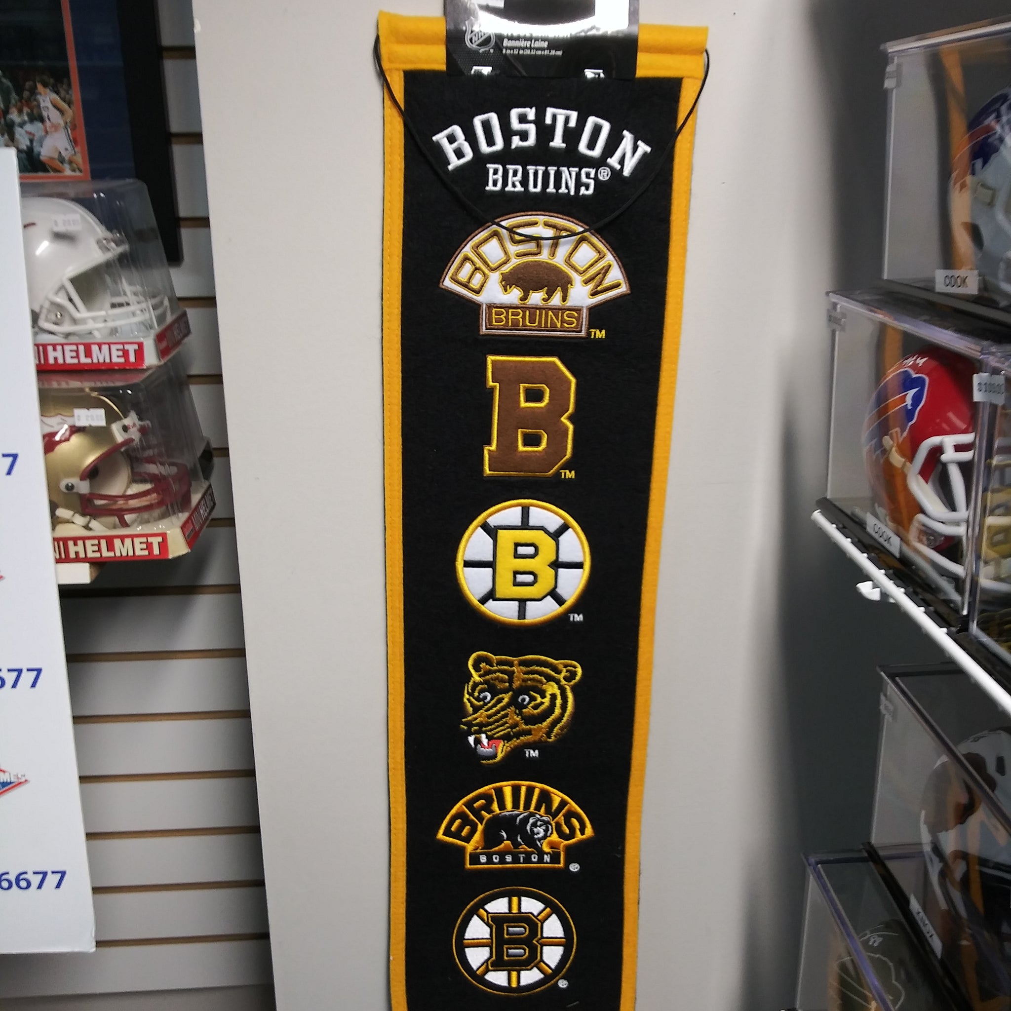 BOSTON BRUINS HISTORY OF LOGO'S WOOL BANNER!