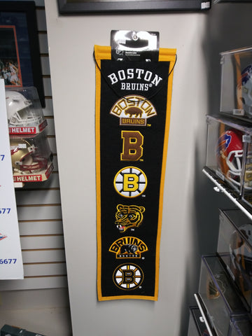 BOSTON BRUINS HISTORY OF LOGO'S WOOL BANNER!