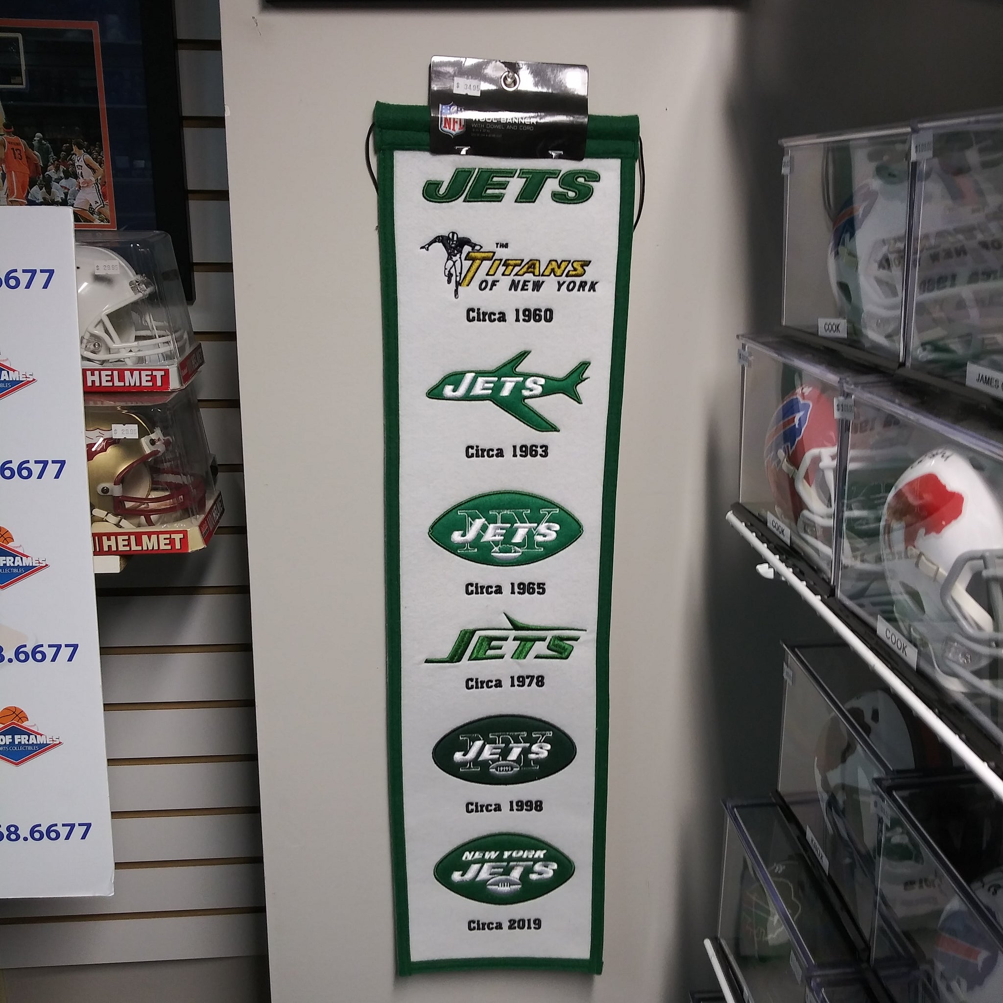 NEW YORK JETS HISTORY OF LOGO'S WOOL BANNER!