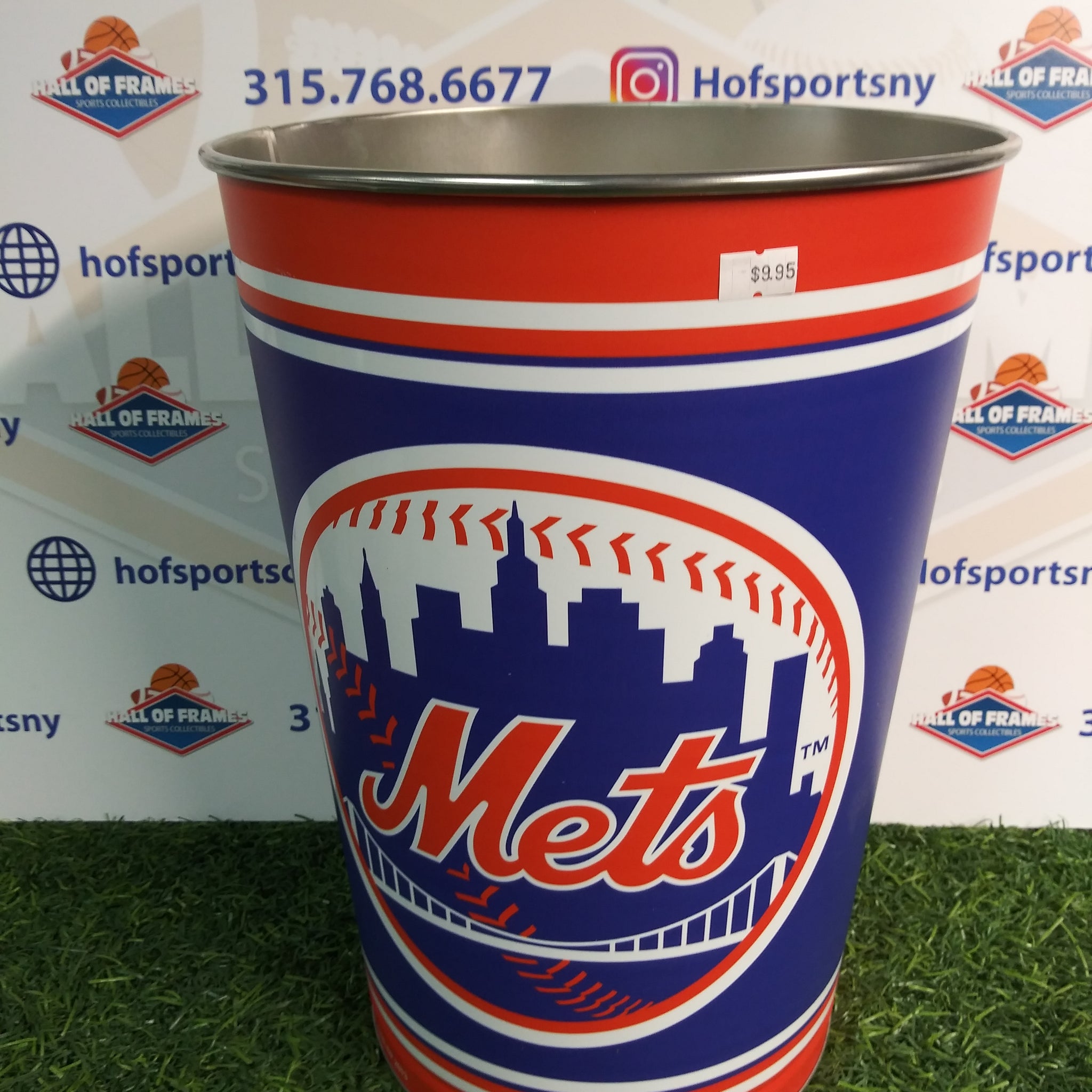 NEW YORK METS METAL TRASH CAN!