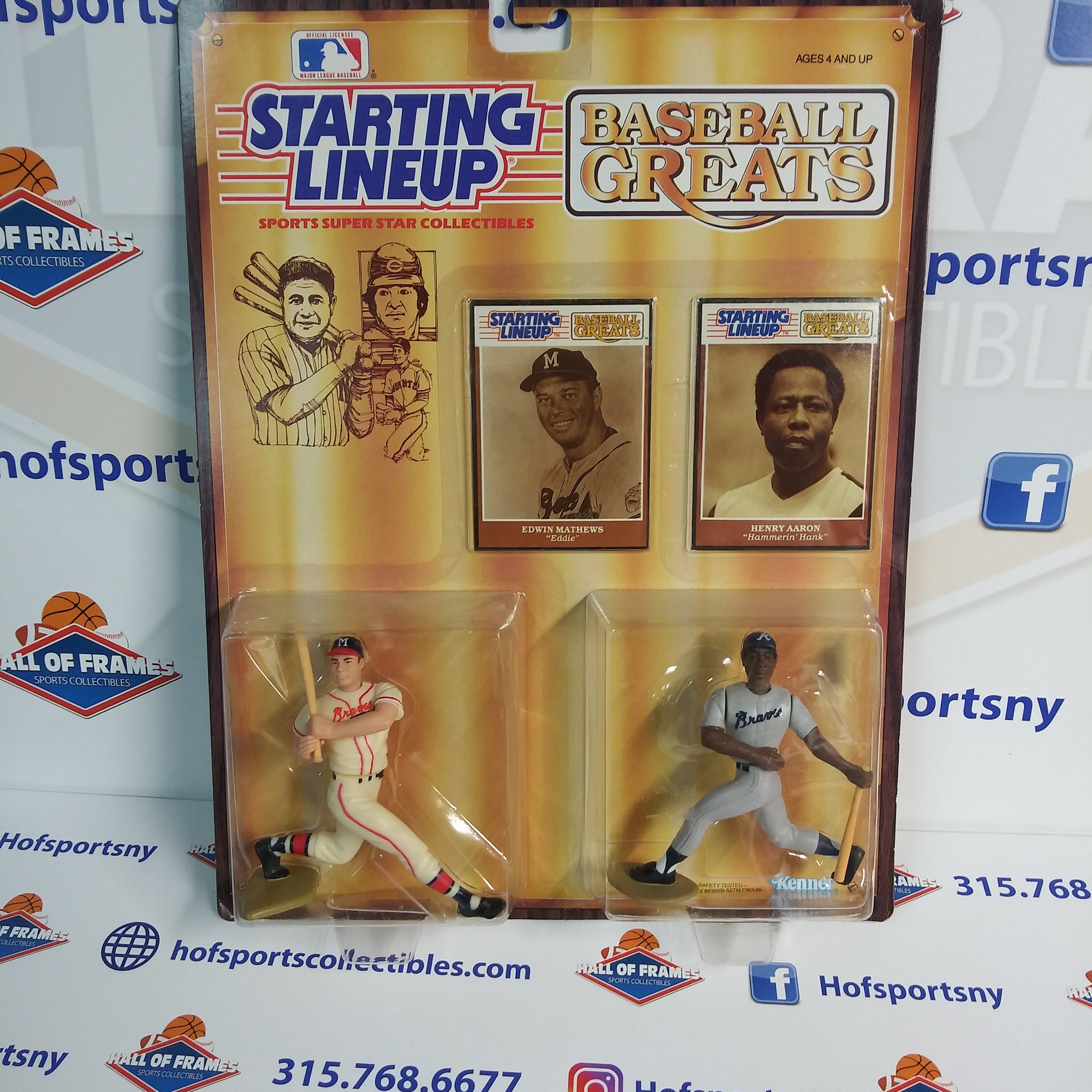 1989 KENNER STARTING LINEUP HANK AARON EDDIE MATTHEWS BASEBALL GREATS! (A)