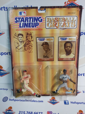 1989 KENNER STARTING LINEUP HANK AARON EDDIE MATTHEWS BASEBALL GREATS! (A)