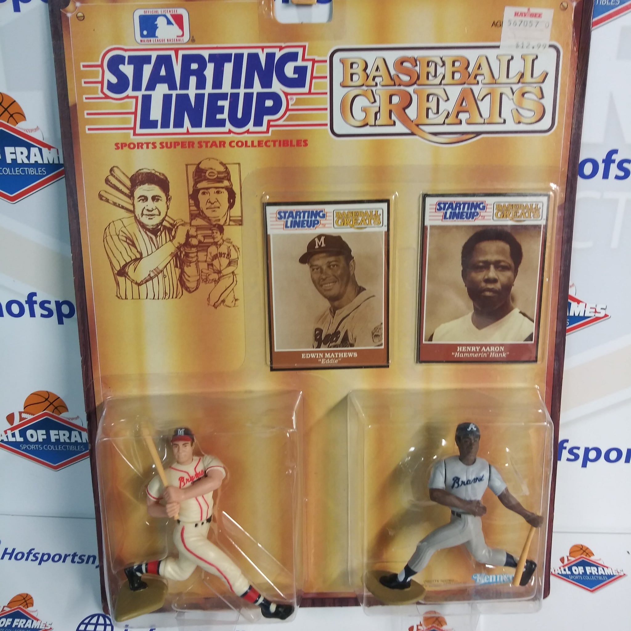 1989 KENNER STARTING LINEUP HANK AARON EDDIE MATTHEWS BASEBALL GREATS! (C)