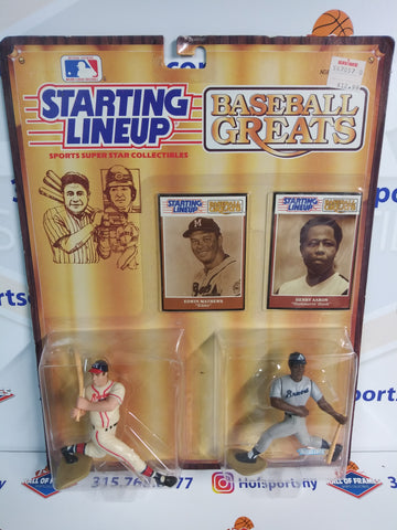 1989 KENNER STARTING LINEUP HANK AARON EDDIE MATTHEWS BASEBALL GREATS! (D)