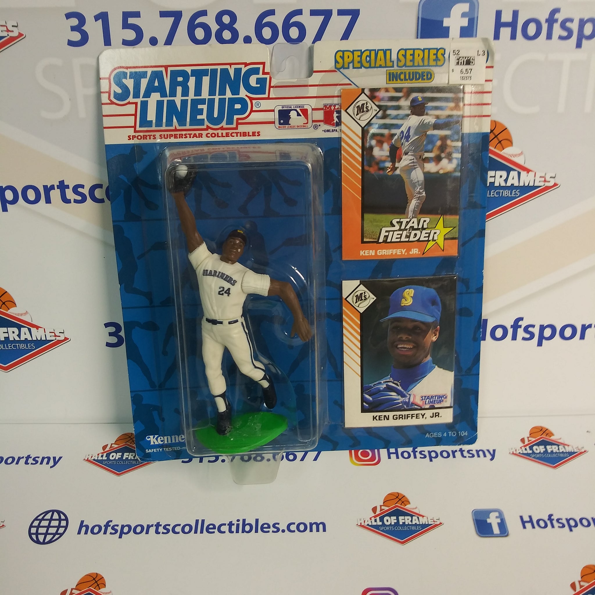 1993 KENNER STARTING LINEUP KEN GRIFFEY JR SPECIAL SERIES W/ BONUS CARD ACTION FIGURE!