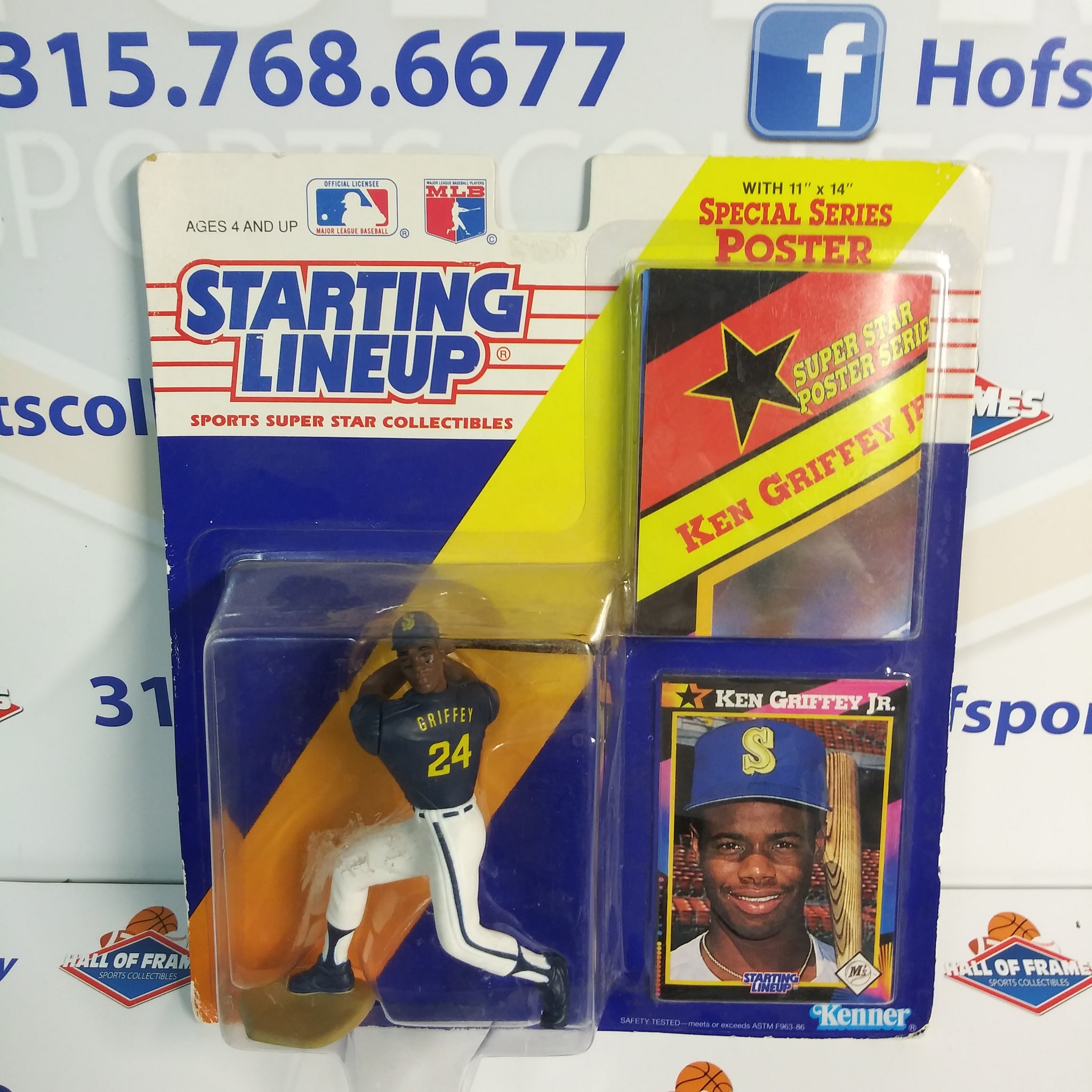 1991 KENNER STARTING LINEUP KEN GRIFFEY JR SPECIAL SERIES W/ POSTER ACTION FIGURE!