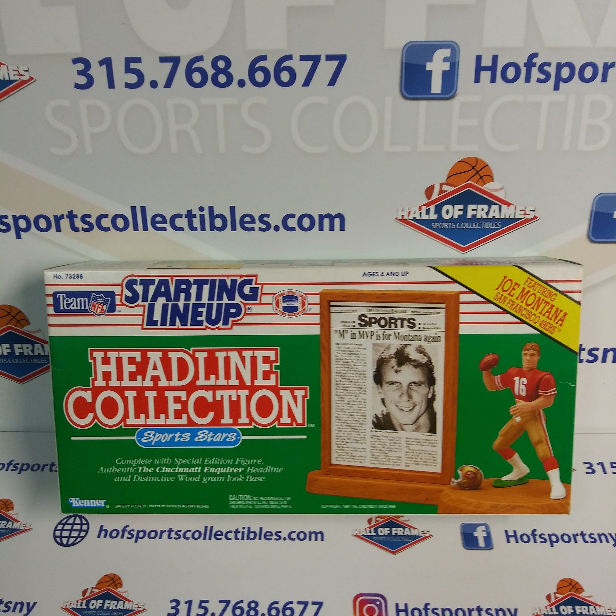 1991 SEALED KENNER STARTING LINEUP JOE MONTANA HEADLINE COLLECTION NEWS AND ACTION FIGURE DISPLAY!