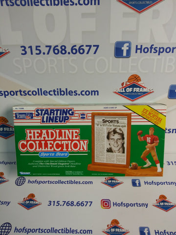 1991 SEALED KENNER STARTING LINEUP JOE MONTANA HEADLINE COLLECTION NEWS AND ACTION FIGURE DISPLAY!