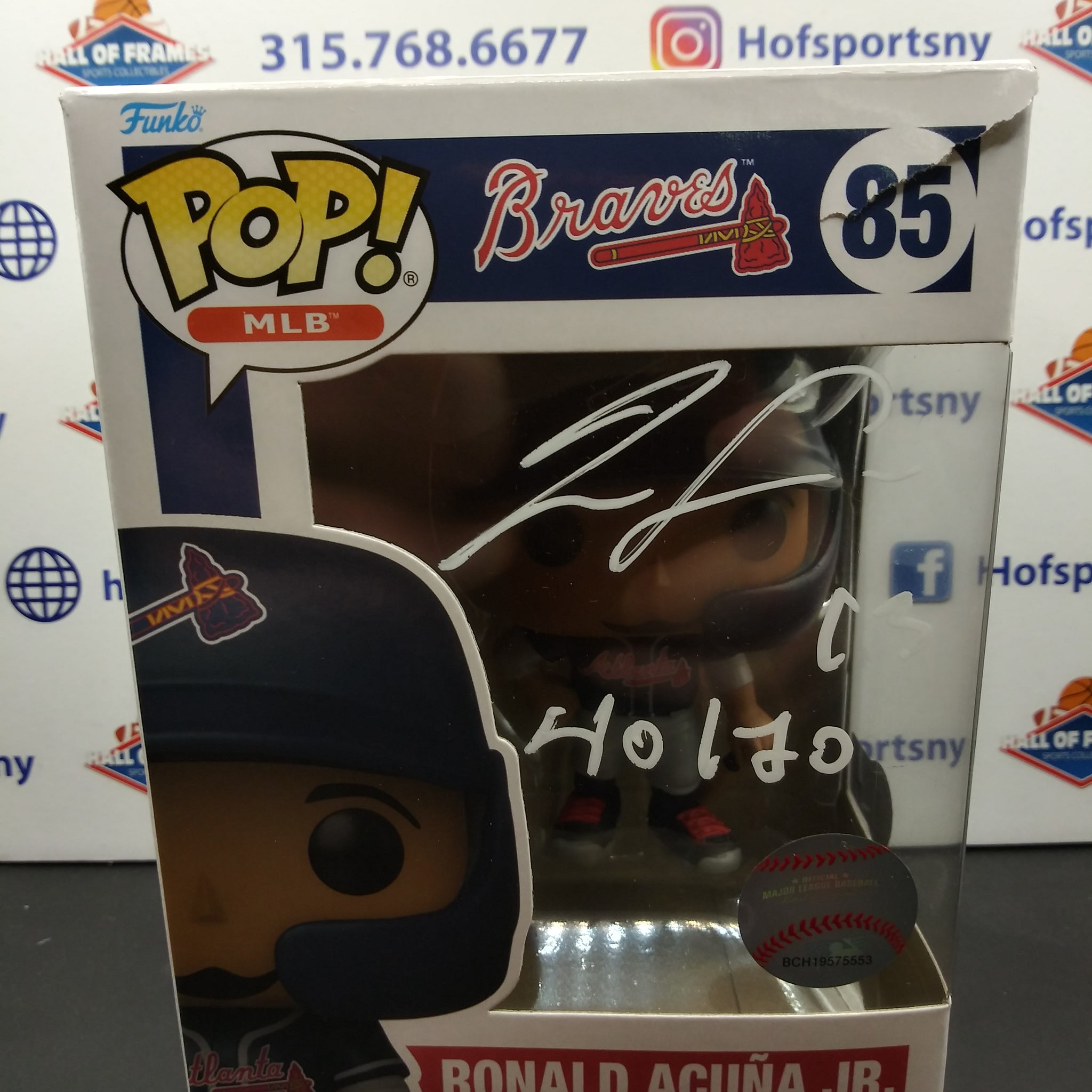 RONALD ACUNA JR. SIGNED FUNKO POP! INSCRIBED "40/70" BGS CERT WHITE INK! SEE PICS! DAMAGE!