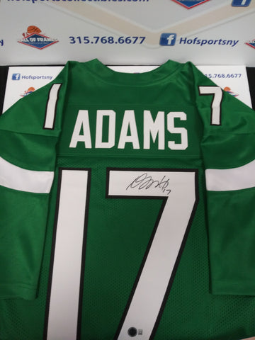 DAVANTE ADAMS NEW YORK JETS SIGNED CUSTOM GREEN JERSEY! BECKETT WITNESS COA!