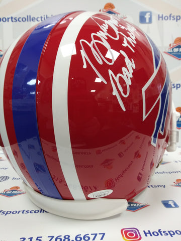 BRUCE SMITH SIGNED FULL SIZE REP BILLS HELMET INSC 