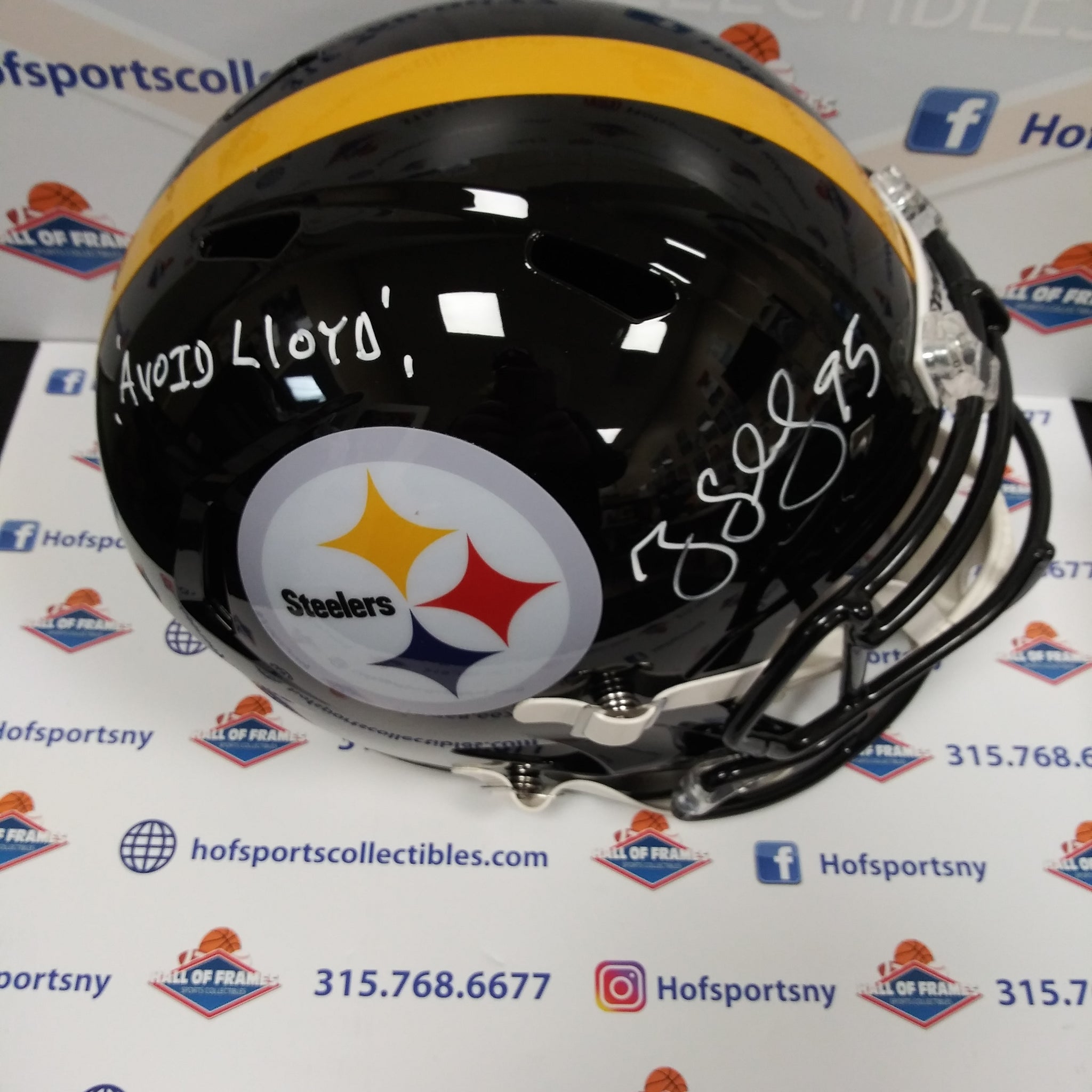 GREG LLOYD PITTSBURGH STEELERS SIGNED INSCR. "AVOID LLOYD" BLACK FULL SIZE HELMET BGS COA!