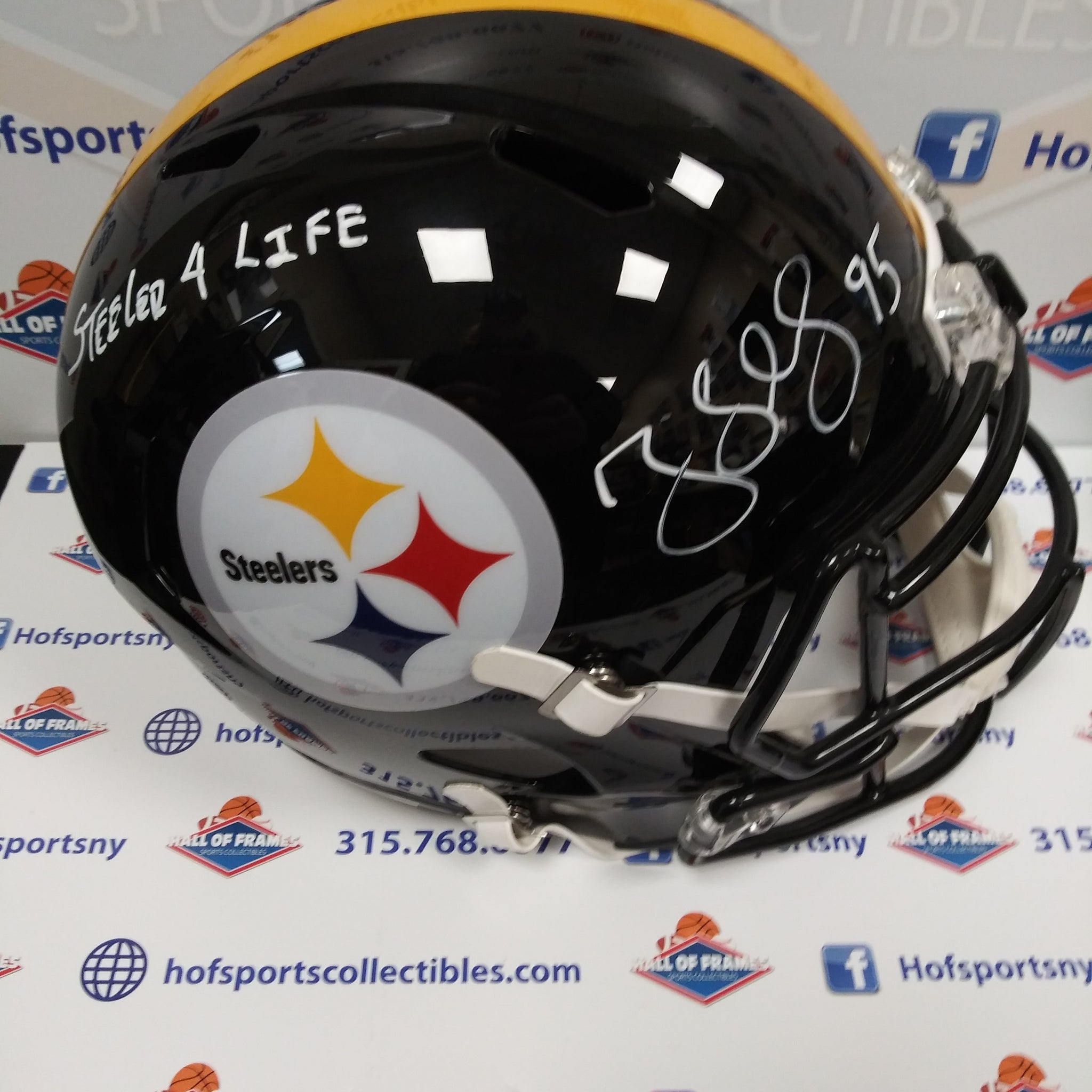 GREG LLOYD PITTSBURGH STEELERS SIGNED INSCR. "STEELER 4 LIFE" BLACK FULL SIZE HELMET BGS COA!