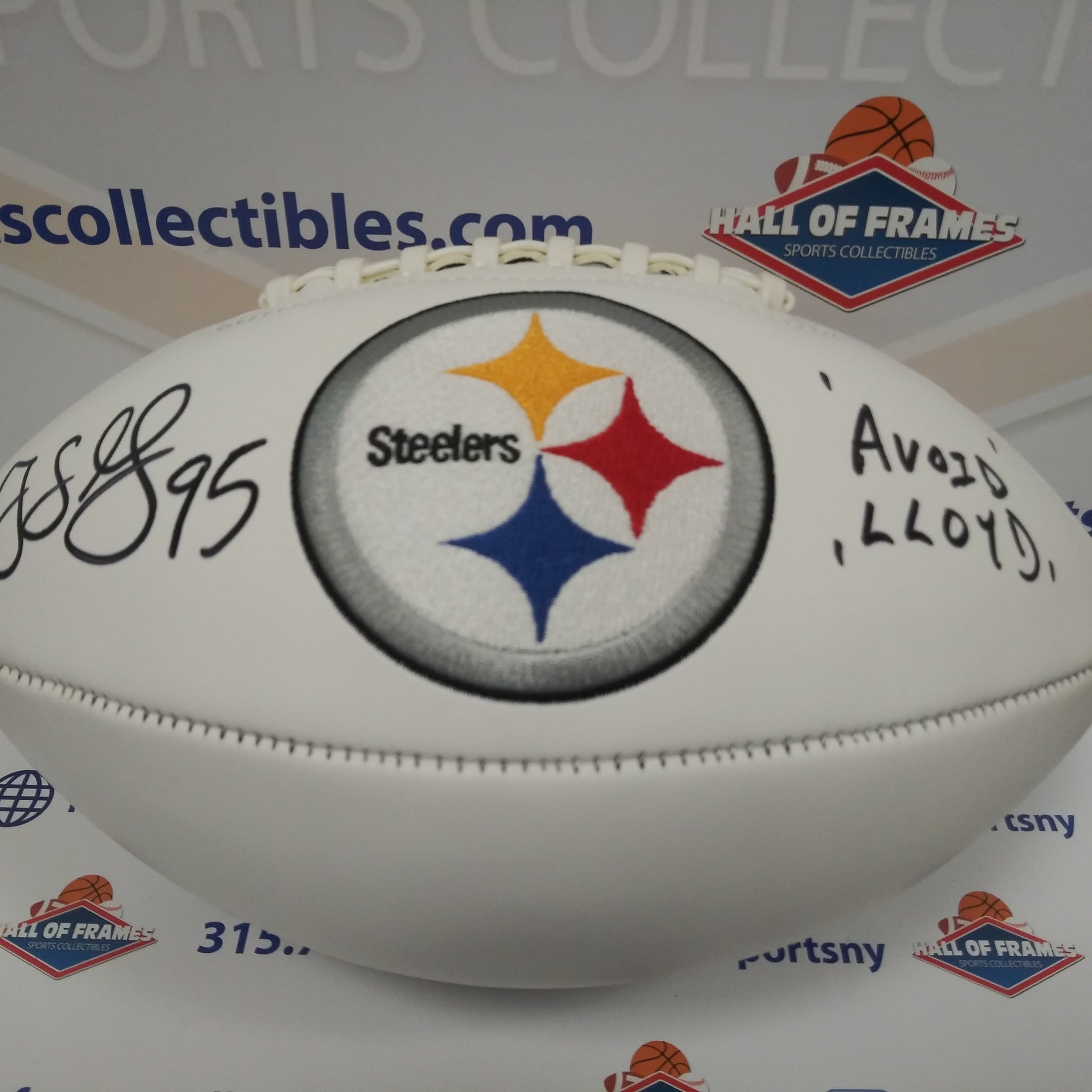 GREG LLOYD PITTSBURGH STEELERS SIGNED INCRB. "AVOID LLOYD" WHITE PANEL FOOTBALL BGS COA!