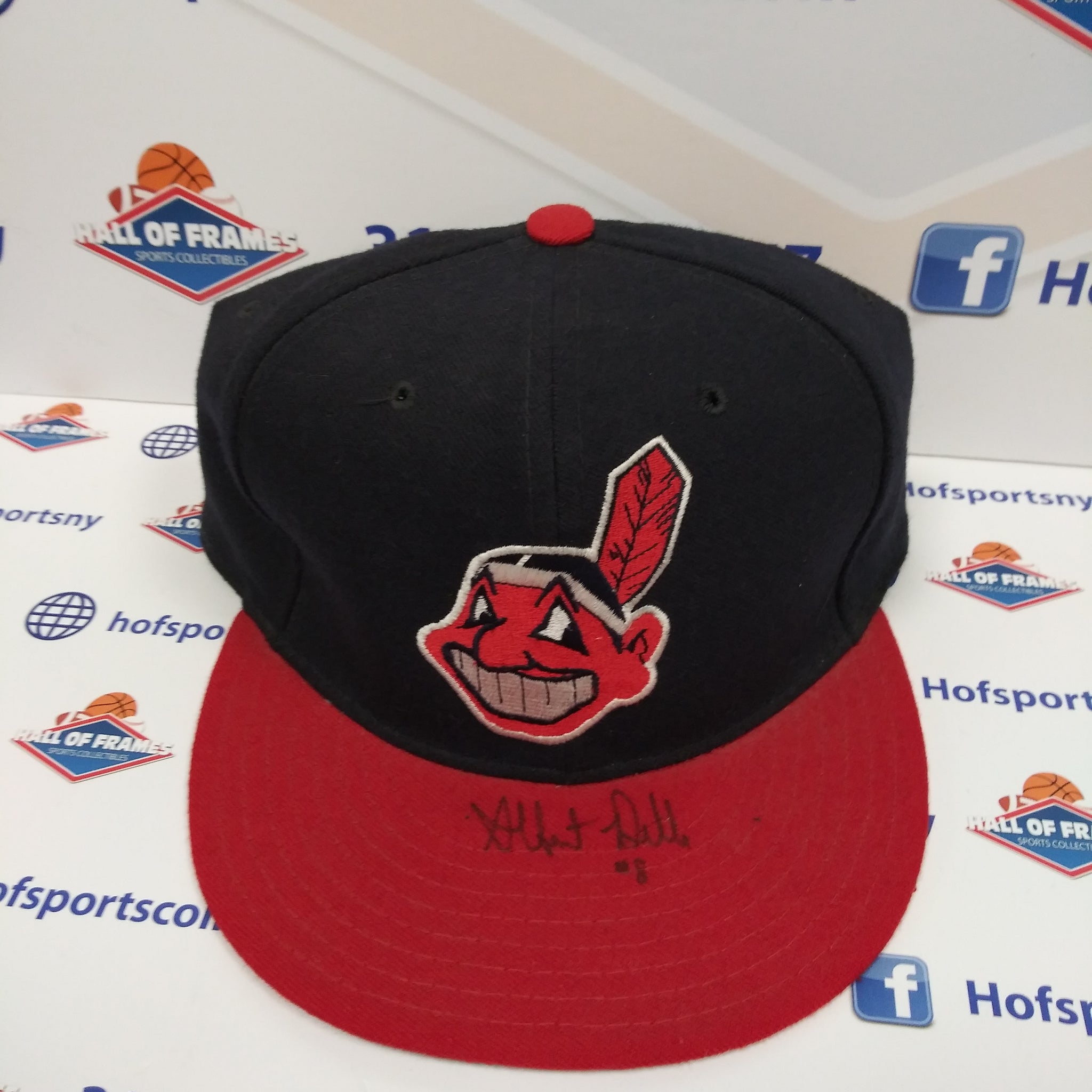 ALBERT BELLE SIGNED CLEVLAND INDIANS NEW ERA FITTED HAT - JSA COA