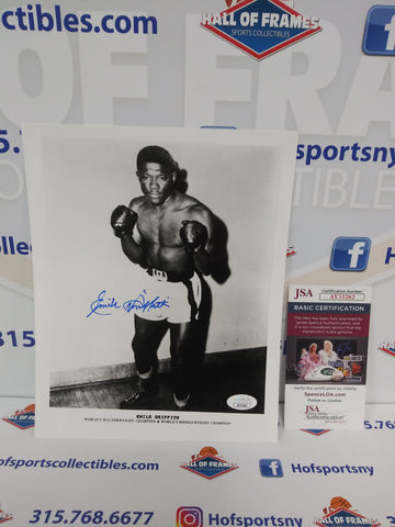 EMILE GRIFFITH SIGNED BOXING HOF 8X10 - JSA COA