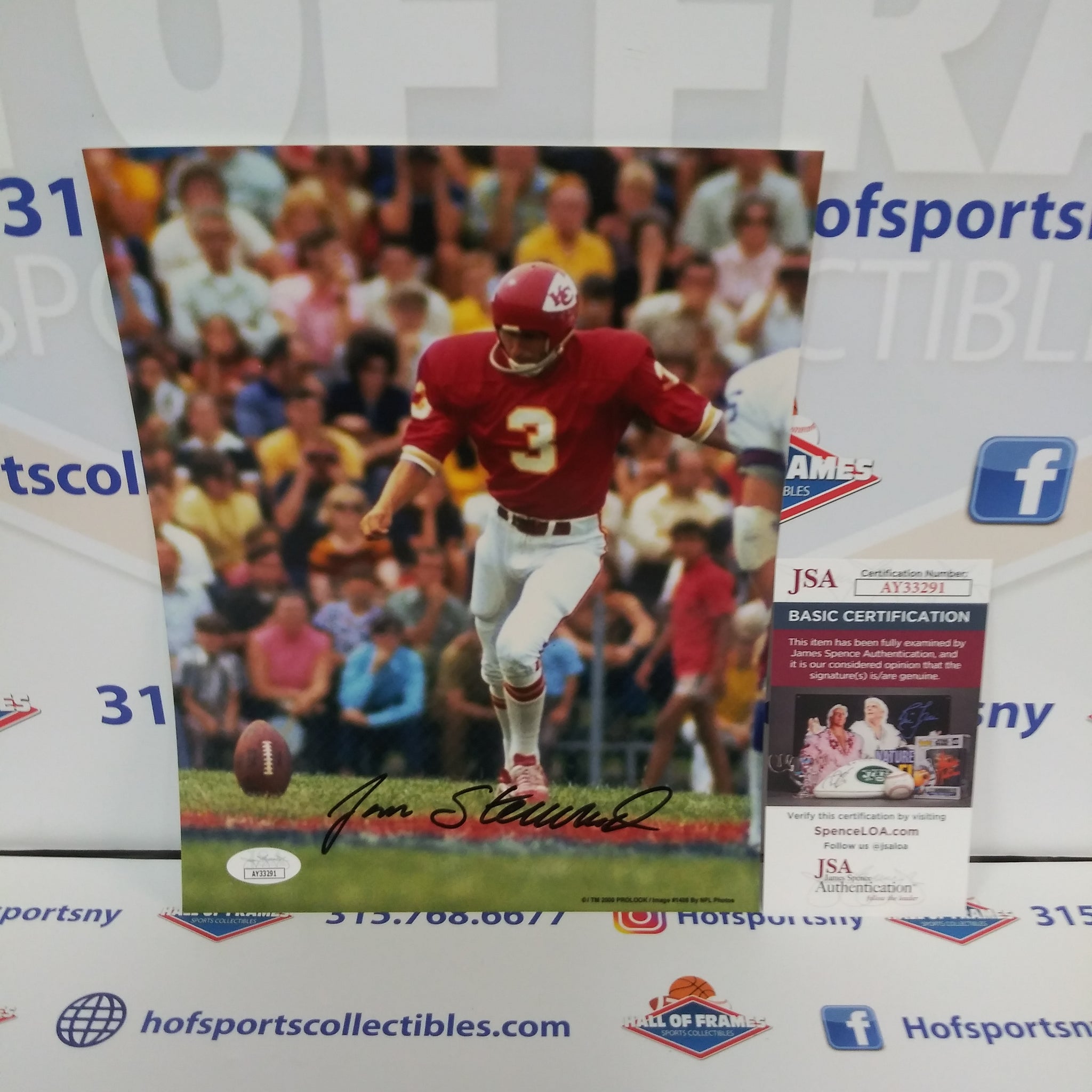 JAN STENERUD SIGNED CHIEFS 8X10 PHOTO - JSA COA