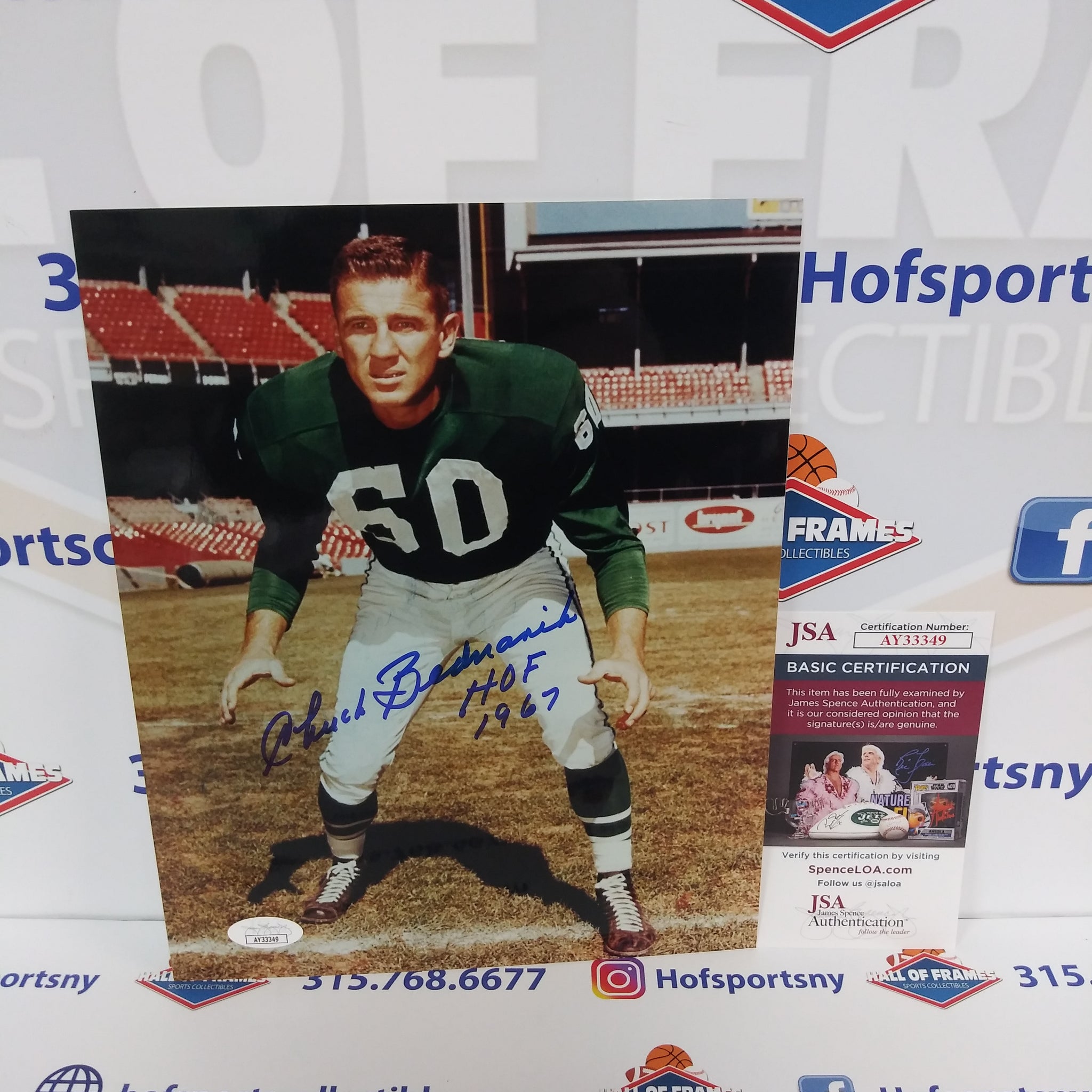 CHUCK BEDNARIK EAGLES SIGNED 8X10 - JSA COA