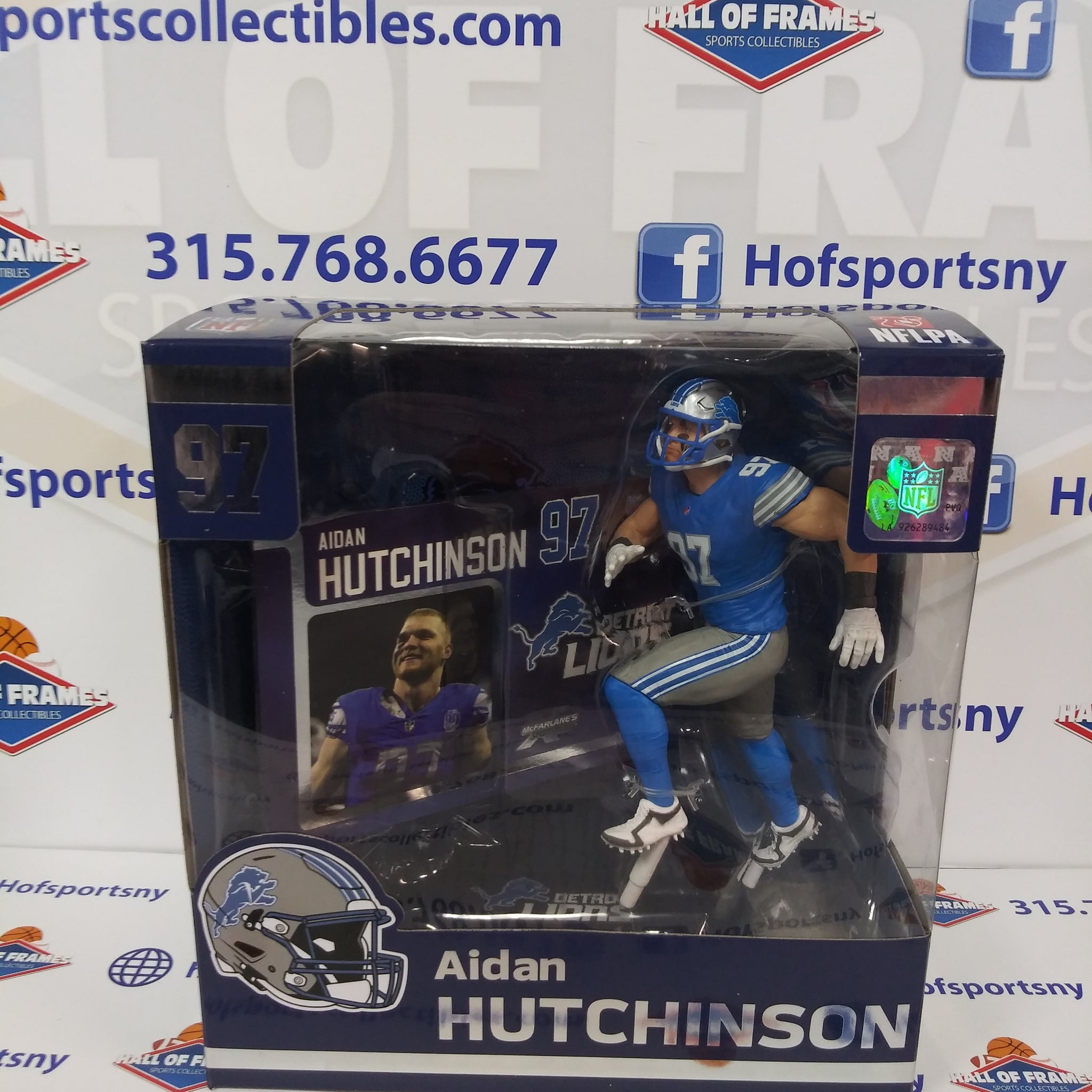 AIDAN HUTCHINSON MCFARLANE SPORTSPICKS BLUE JERSEY SERIES 3 LEGACY FIGURE!