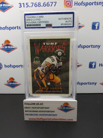 1996 GREG LLOYD TOPPS TURF WARRIORS SIGNED CARD PSA AUTHENTIC!