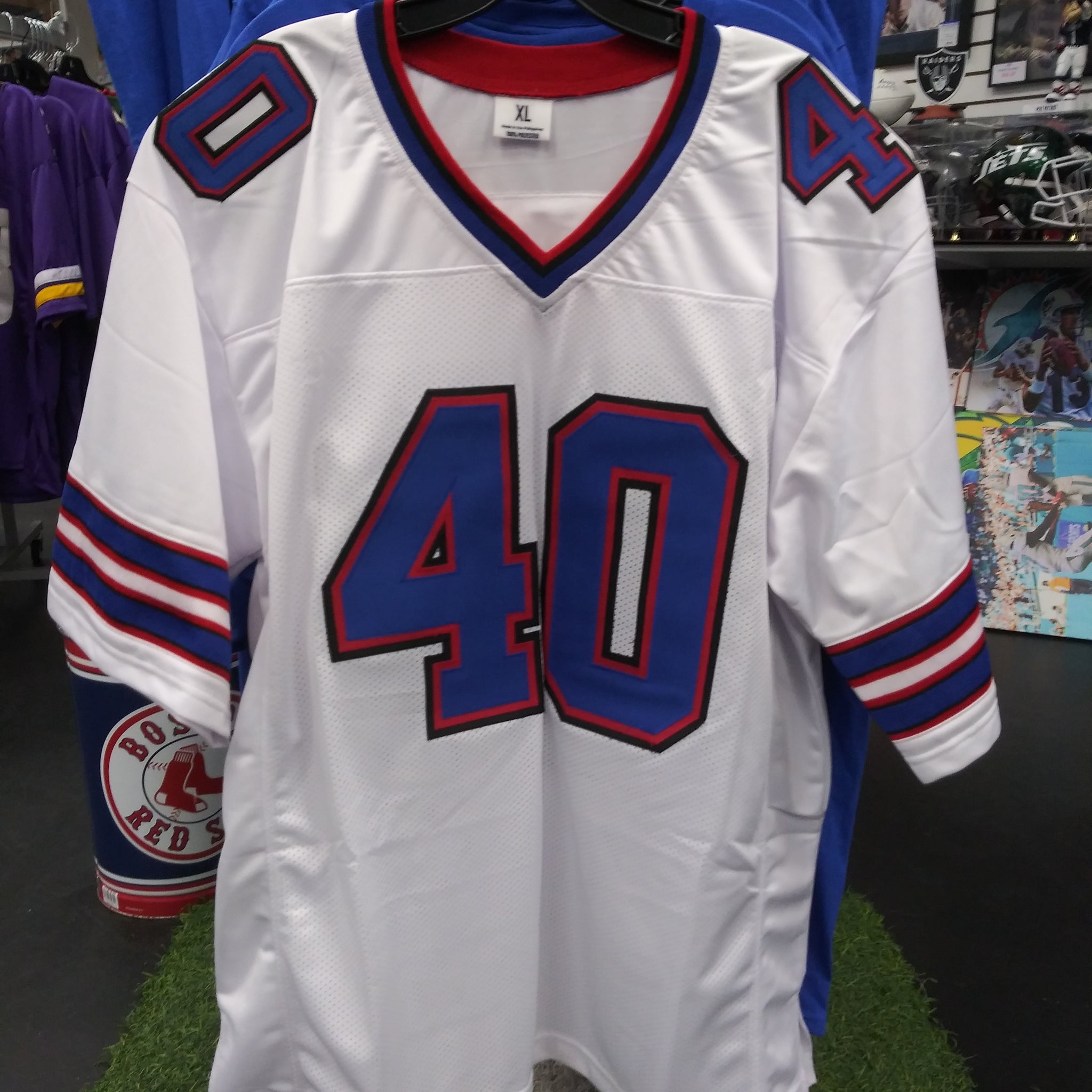 VON MILLER BILLS SEWN STITCHED WHITE JERSEY SIZE MENS XL !